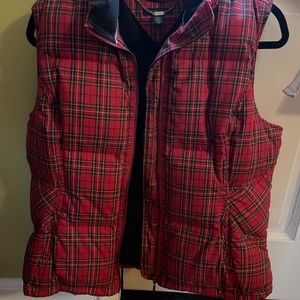 Tommy Hilfiger XL Red Plaid Puffer Vest